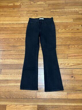 Madewell Mid-Rise Kick Out Jeans Womens Size 24 Black Sueded Denim Cropped